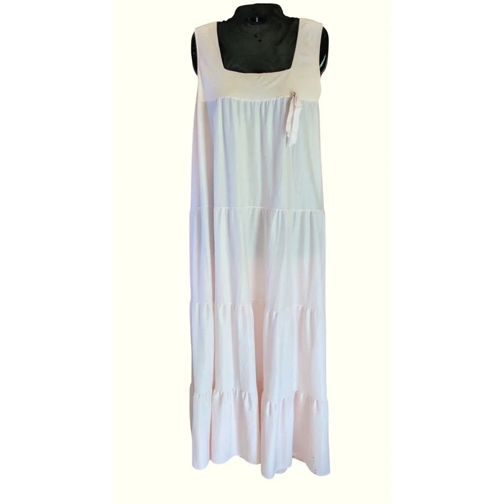 Vintage Tiered Maxi Nightgown M Cottagecore Coquette Regencycore Romantic Flowy